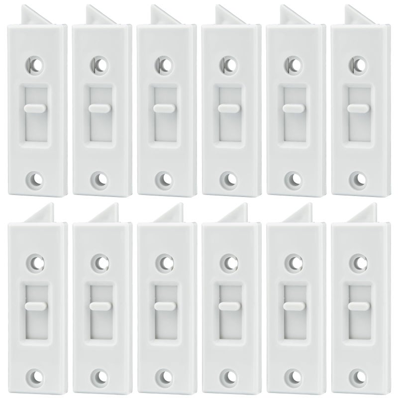 JPKTA 12 Pcs Window Latch Locks Spring Loaded Window Tilt Latch Replacement Part by JPKTA,Vinyl Plastic Construction,Window Parts and Hardware 2 Inch Hole Center Spacing Sliding Lock White - Image 1